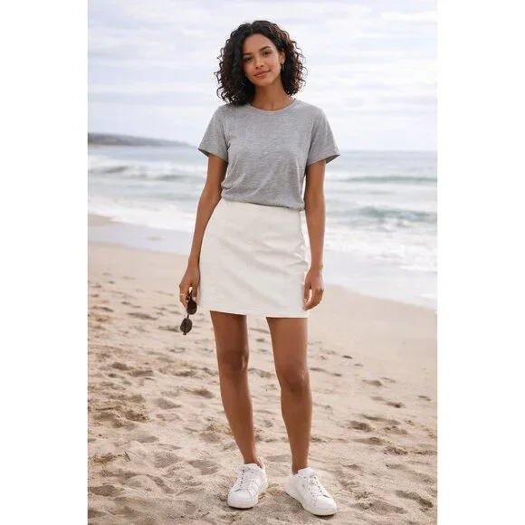 Free People Faux White Leather Mini Skirt Size 12 New With Tags - Picture 5 of 10